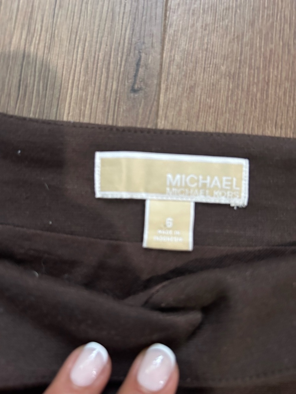 Michael Kors Dark Brown Pencil Skirt with Gold Zip Accents - Picture 3 of 5